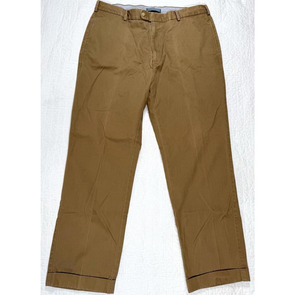 Peter Millar Golf Pants Mens 36x32 Fits 36x30 Khaki Chino Flat Front Classic Fit